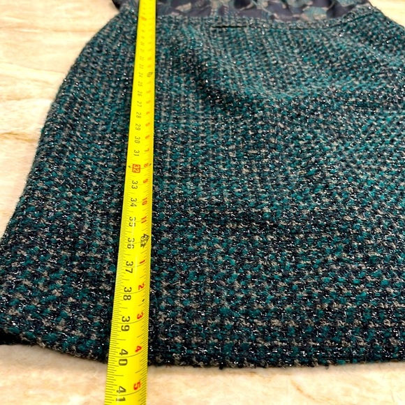 Talbots | Mixed Media Midi Sheath Dress | Green Navy Multi | Size‎ 10 - Picture 11 of 16